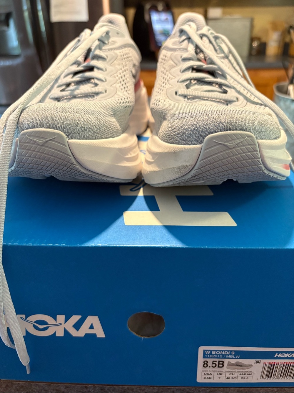 Hoka Women’s Bondi 8.5 Running Shoes - Light Gray and White